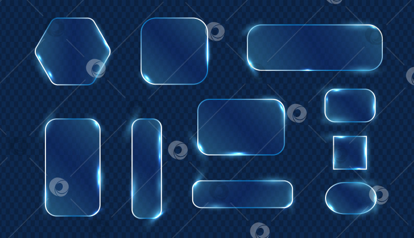 Скачать Коллекция форм Glassmorphism с сияющим неоновым светом фотосток Ozero