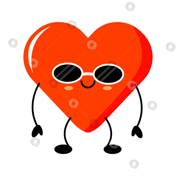 Скачать Забавный персонаж в виде кавайного сердечка в черных солнцезащитных очках фотосток Ozero