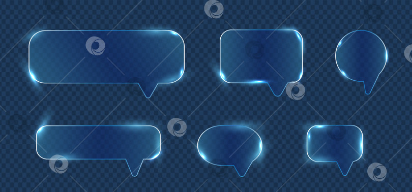 Скачать Формы речевых пузырей Glassmorphism с неоновым свечением фотосток Ozero