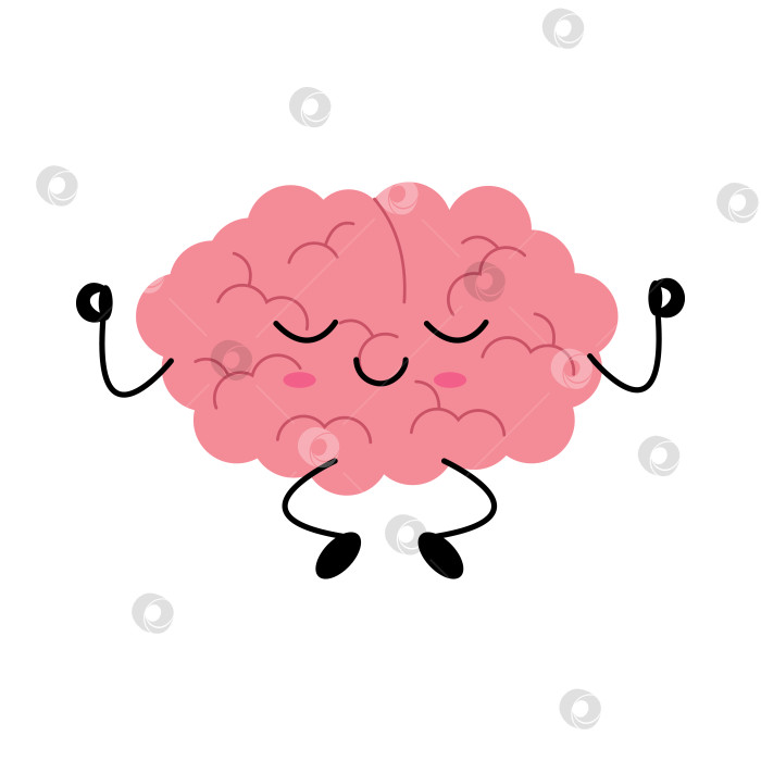 Скачать Милый медитирующий мозговой персонаж в мирном мультяшном стиле фотосток Ozero