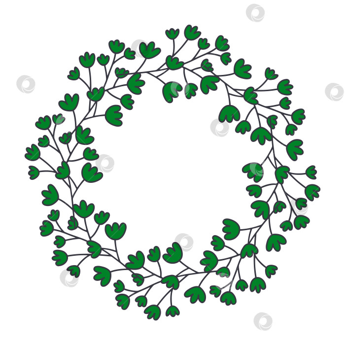 Скачать Простой венок из зеленой ботанической листвы фотосток Ozero