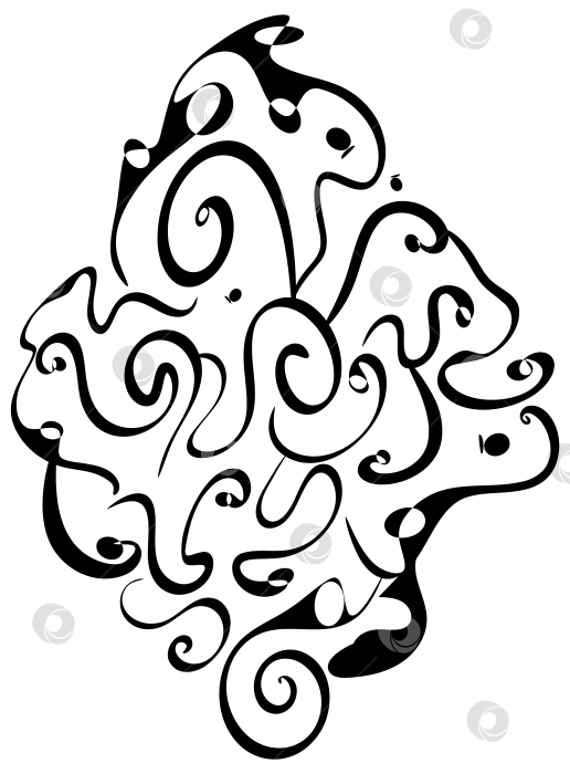 Скачать Черные волнистые линии образуют ромб для печати на одежде, наклейках, веб-сайтах. фотосток Ozero