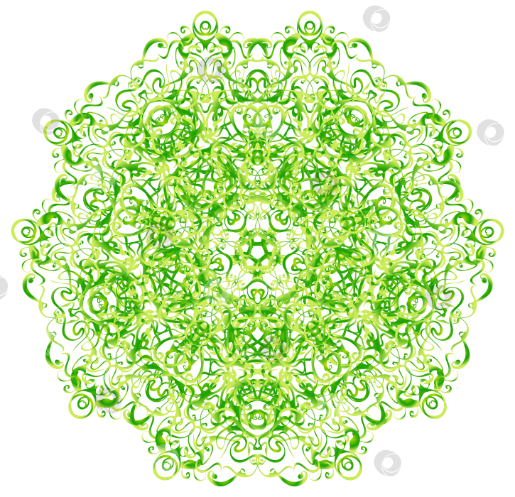 Скачать Ажурный рисунок из множества завитков с зеленым градиентом для печати на одежде, в качестве наклеек, для веб-сайтов. фотосток Ozero