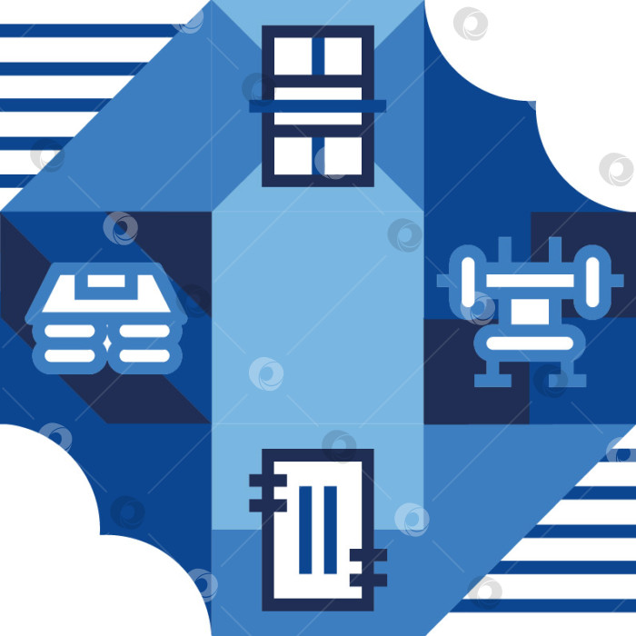Скачать Паттерн на тему спорта, содержит изображения и иконки спортивного степа, бассейна, тренажера и теннисного стола фотосток Ozero
