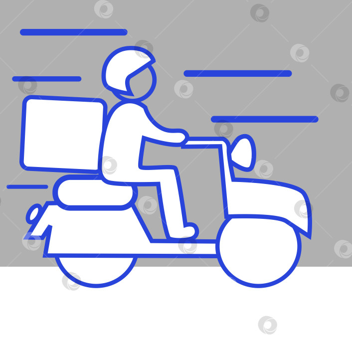 Скачать Иллюстрация Курьер на мопеде доставляет товар фотосток Ozero