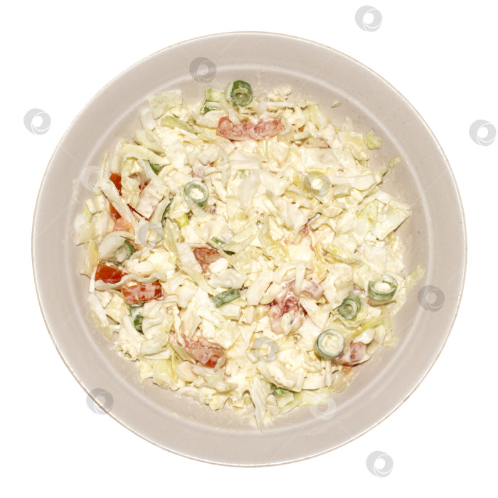 Скачать Салат из свежей капусты с луком и помидорами.Диетический овощной салат.Капуста под майонезом.Салат из белокочанной капусты. фотосток Ozero