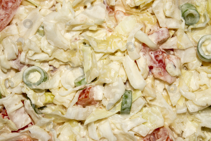 Скачать Салат из свежей капусты с луком и помидорами.Диетический овощной салат.Капуста под майонезом.Салат из белокочанной капусты. фотосток Ozero