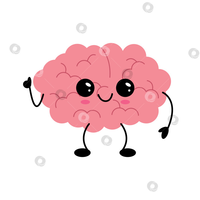 Скачать Милый улыбающийся мозговой мультяшный персонаж с положительными эмоциями фотосток Ozero