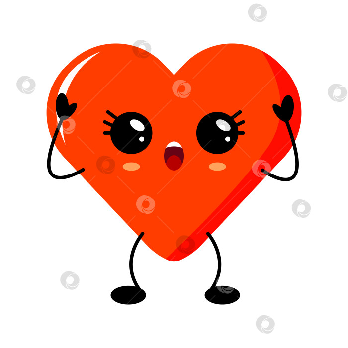 Скачать Счастливый мультяшный персонаж с милым сердечком и удивленными эмоциями фотосток Ozero