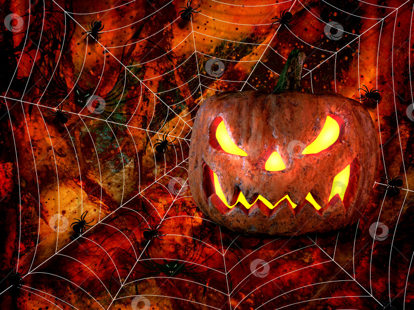 Скачать Страшная тыква на Хэллоуин с горящими глазами.  фотосток Ozero