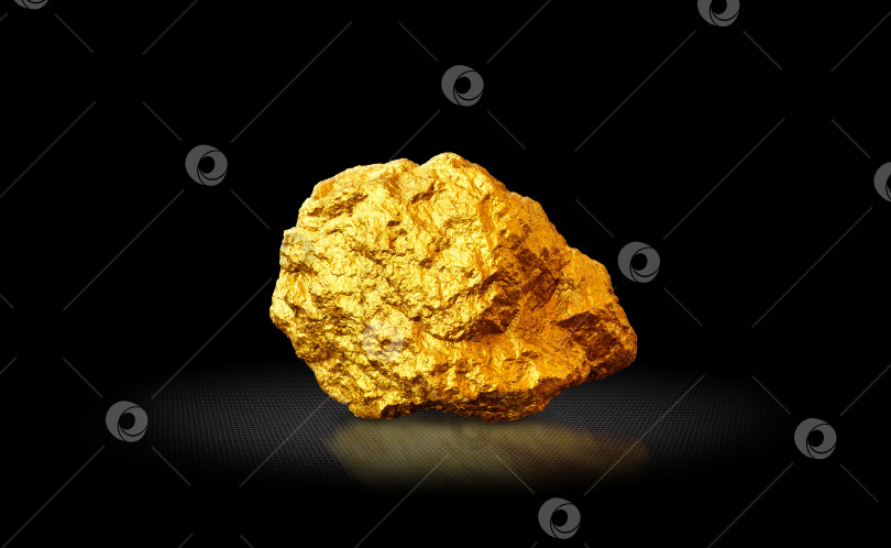 Скачать Золотой самородок на черном фоне. Драгоценный металл, концепция богатства, инвестиция, вклад в общее дело. фотосток Ozero