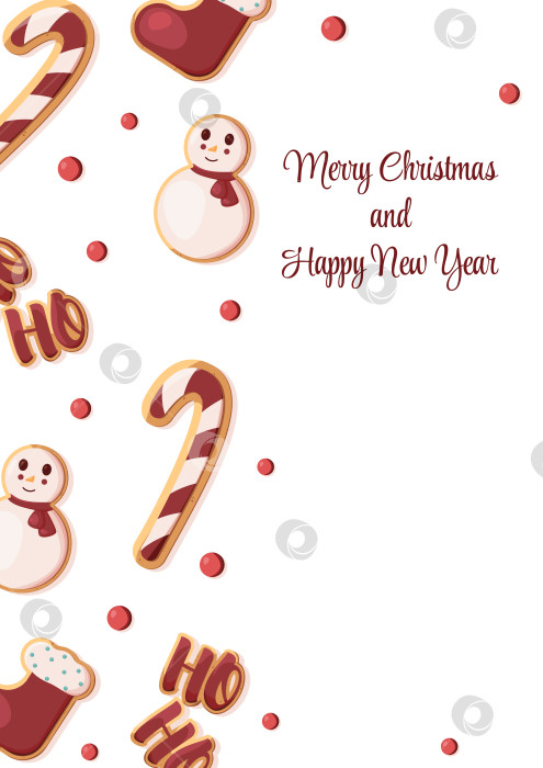 Скачать Вертикальный прямоугольный баннер на рождественскую тематику. Рождественские пряники. Шаблон для обложек, баннеров, листовок, рекламы, открыток, постов в социальных сетях и т.д. фотосток Ozero