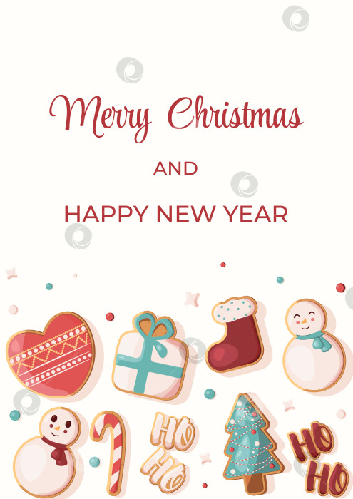 Скачать Баннер формата А4 с вашим текстом для рождественского пряничного печенья. Идеи для рождественского печенья. Шаблон для обложек, баннеров, листовок, рекламы, постов в социальных сетях и т.д. фотосток Ozero