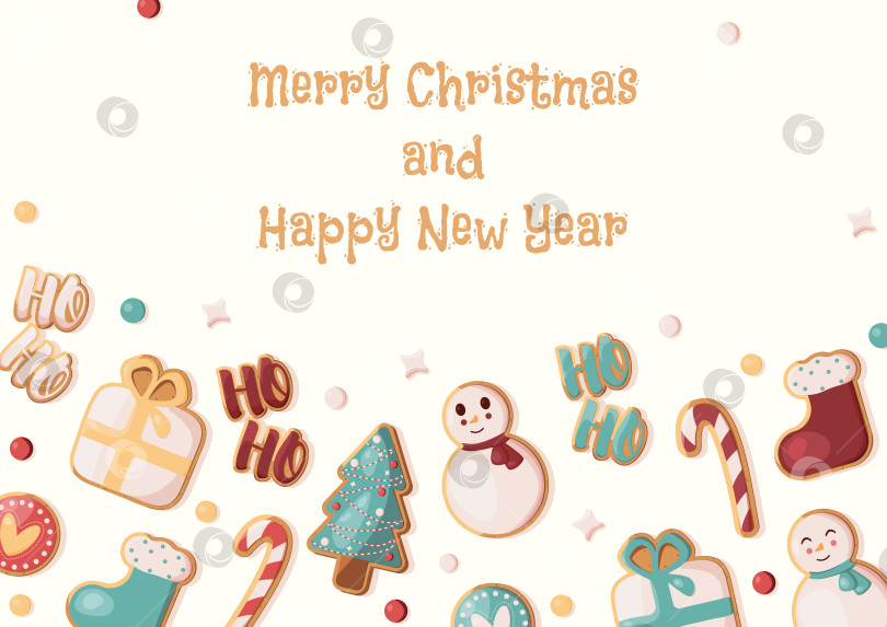 Скачать Горизонтальный прямоугольный баннер на рождественскую тематику. Рождественские пряники. Шаблон для обложек, баннеров, флаеров, рекламных объявлений, открыток, постов в социальных сетях и т.д. фотосток Ozero