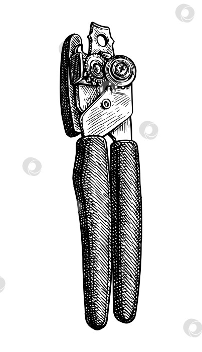 Скачать Эскиз тушью консервного ножа с двумя колесиками фотосток Ozero
