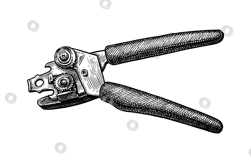 Скачать Эскиз тушью консервного ножа с двумя колесиками фотосток Ozero