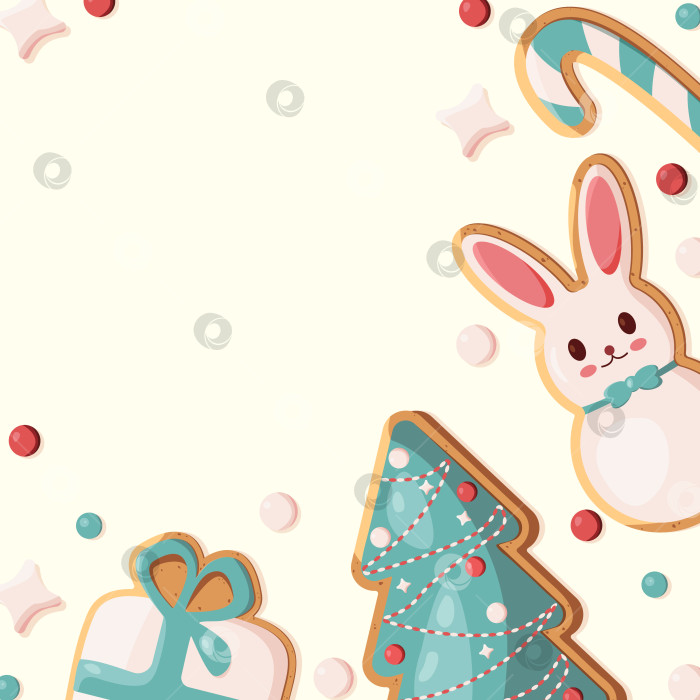 Скачать Пост с глазированным печеньем. Рождественский пост для социальных сетей. Место для вашего текста. Шаблоны для постов в социальных сетях, рекламы, флаеров и обложек. фотосток Ozero