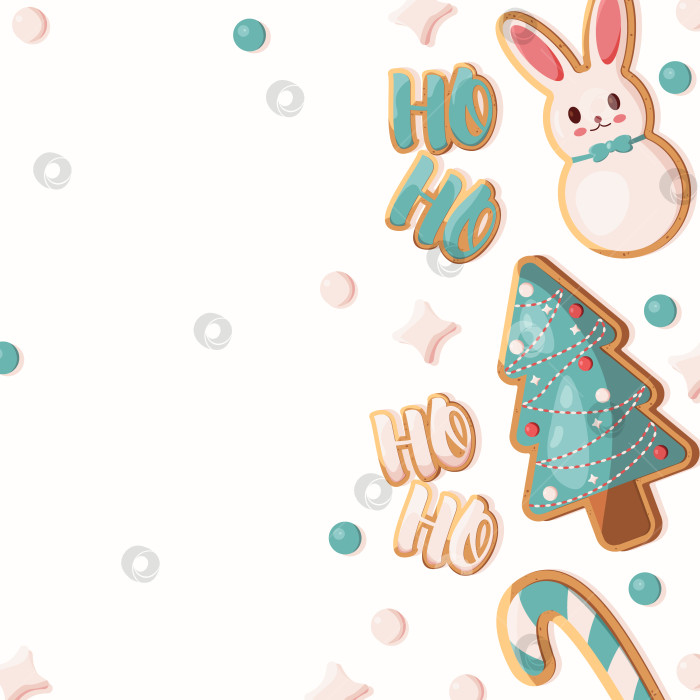 Скачать Рождественский пост, в котором есть место для текста в социальных сетях и украшения печенья глазурью. Шаблон для постов в социальных сетях, рекламы, флаеров и обложек. фотосток Ozero