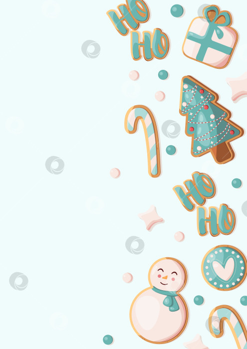 Скачать Шаблон формата А4 с изображением имбирного печенья на светлом фоне и местом для текста. Подходит для открыток, рекламы, постов в социальных сетях, фонов, обложек и т.д. фотосток Ozero