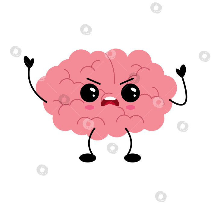 Скачать Симпатичный персонаж с розовым мозгом и счастливым выражением лица фотосток Ozero