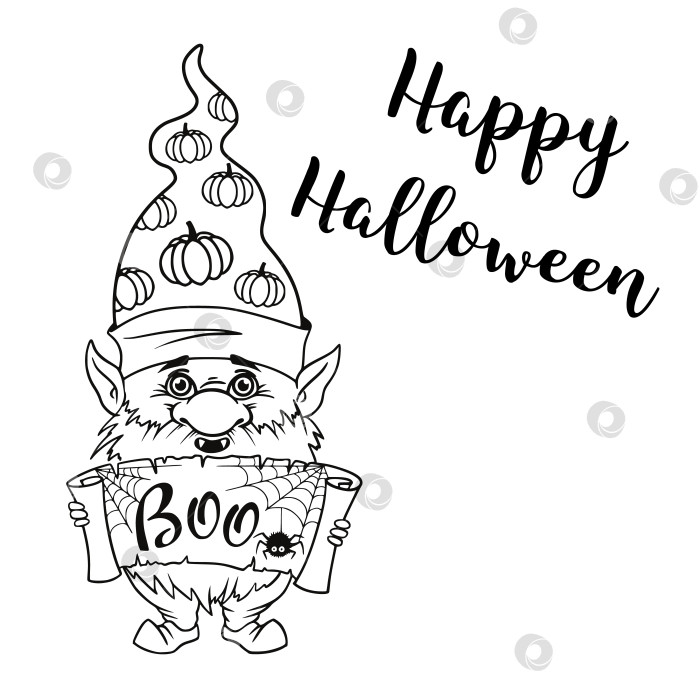Скачать Линейное искусство гнома для Хэллоуина фотосток Ozero