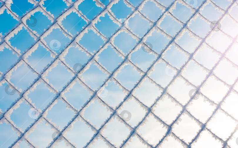 Скачать Металлическая сетка покрылась инеем фотосток Ozero