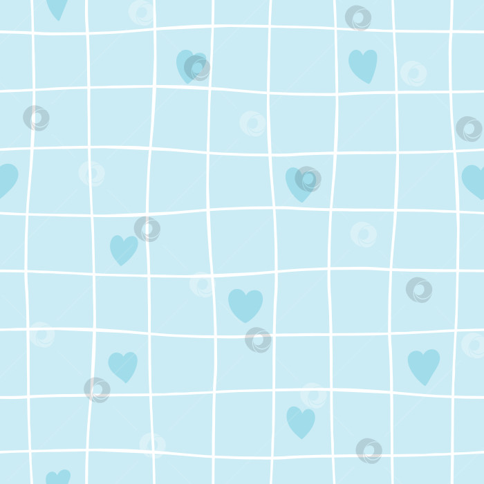 Скачать Симпатичный детский бесшовный рисунок для мальчика. Линии и квадраты на синем фоне с сердечками. Фон для детского душа фотосток Ozero