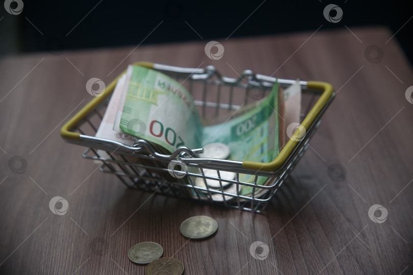 Скачать Маленькая корзинка железная с деньгами фотосток Ozero