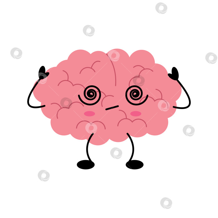 Скачать Симпатичная иллюстрация кавайного мультяшного персонажа с запутанным мозгом фотосток Ozero