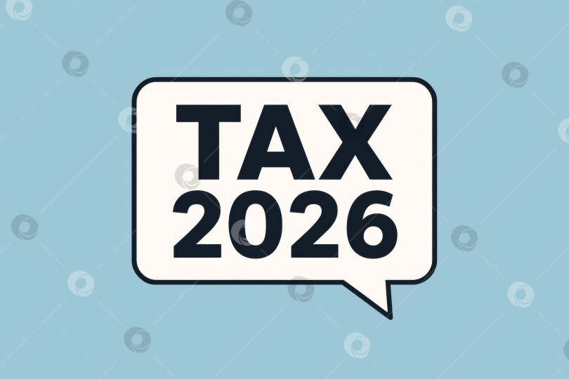 Скачать Налог 2026 в виде речевого пузыря на светло-голубом фоне фотосток Ozero