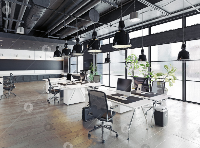Скачать современный уютный офис в стиле лофт фотосток Ozero