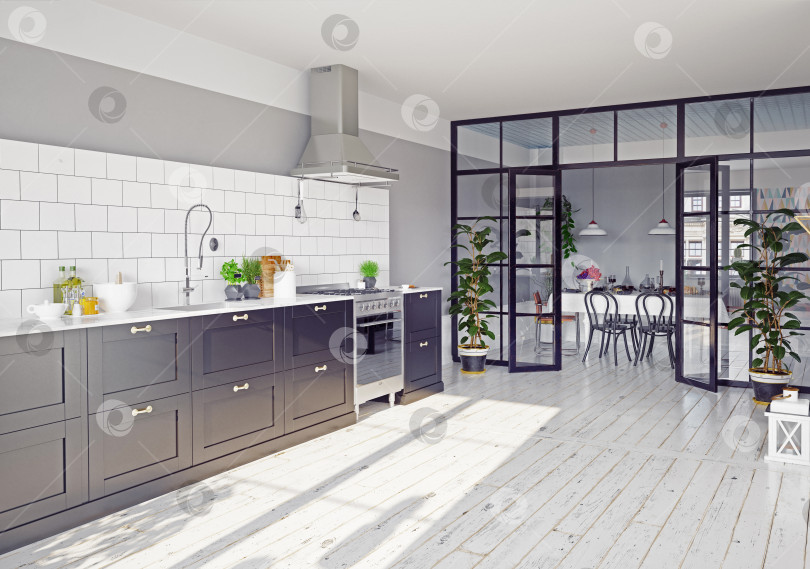 Скачать современный интерьер кухни. фотосток Ozero