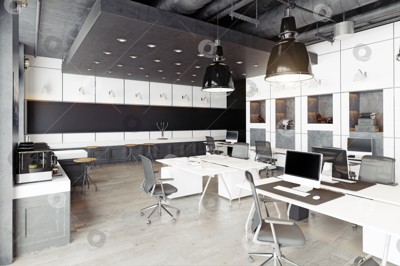 Скачать современный уютный офис в стиле лофт фотосток Ozero