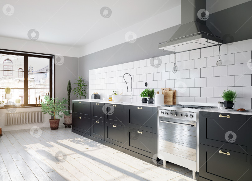 Скачать современный интерьер кухни. фотосток Ozero