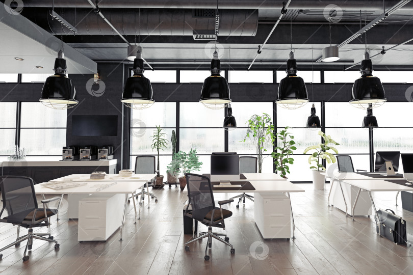 Скачать современный уютный офис в стиле лофт фотосток Ozero
