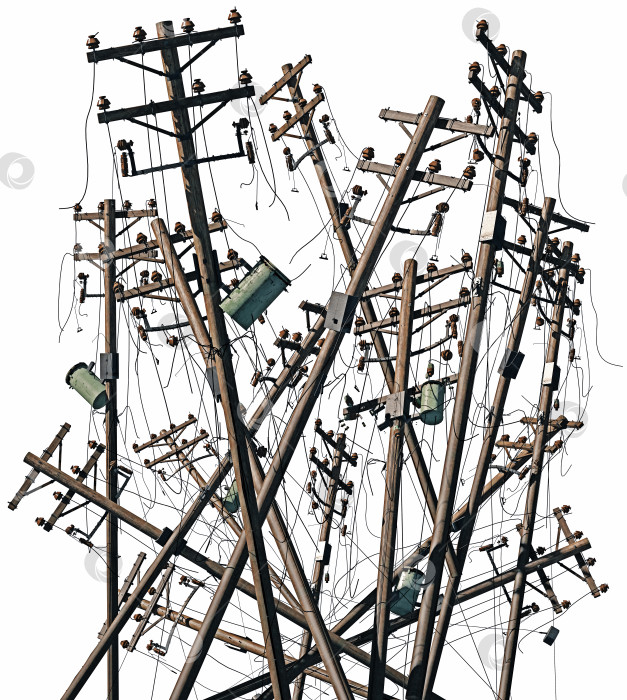 Скачать сломанные электрические столбы. фотосток Ozero