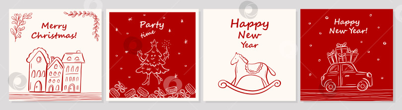 Скачать Коллекция каракулей для праздничных рождественских и новогодних поздравительных открыток фотосток Ozero