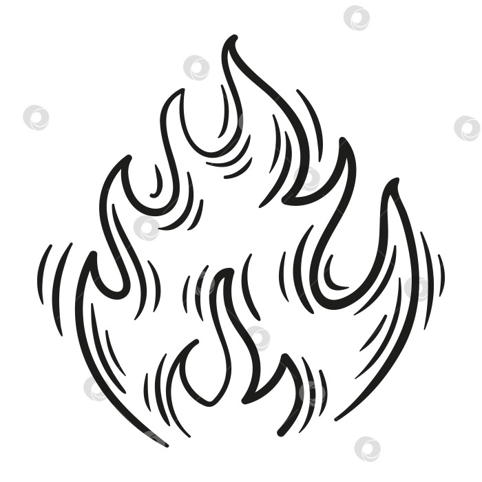 Скачать Динамичное пламя в стиле эскиза, выделенное жирным шрифтом, с плавными линиями и острыми конусами пламени, минималистичная векторная графика для создания яркого, энергичного акцента. фотосток Ozero