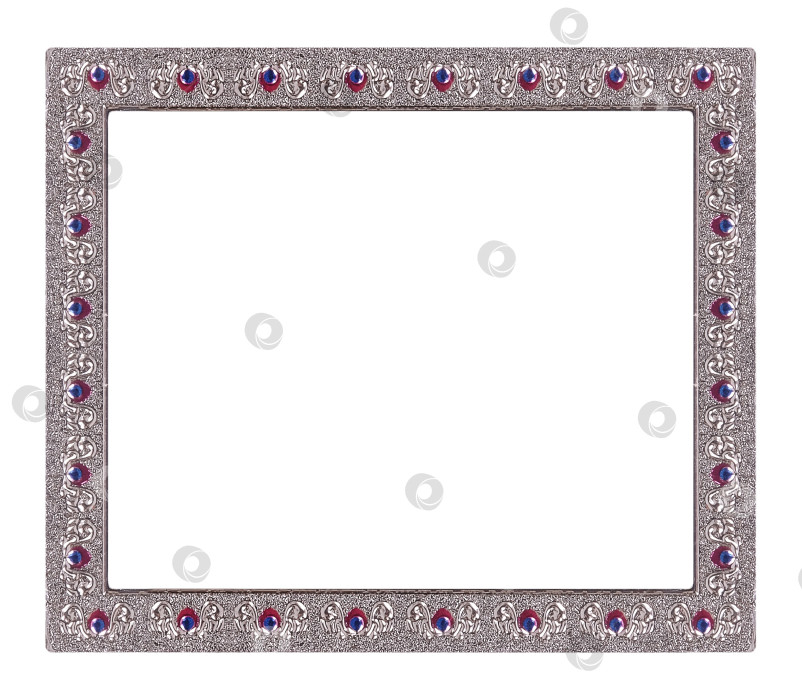 Скачать Серебряная рамка для картин, зеркал или фотографий на белом фоне фотосток Ozero