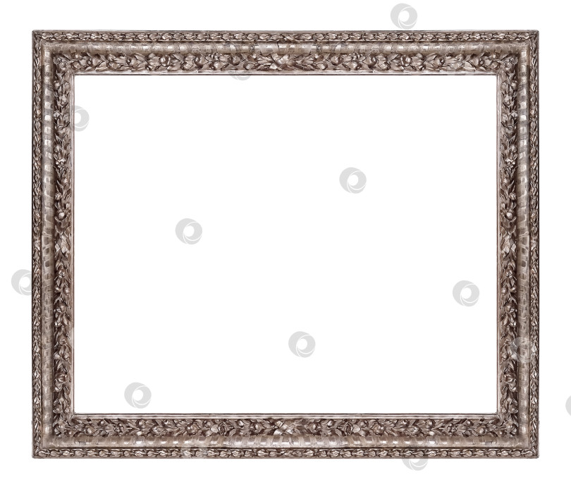 Скачать Серебряная рамка для картин, зеркал или фотографий на белом фоне фотосток Ozero
