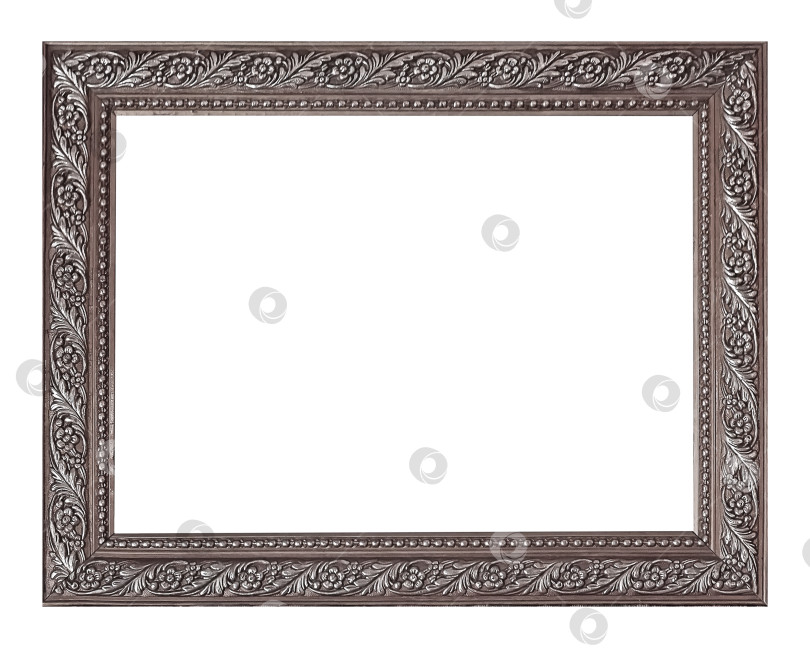 Скачать Серебряная рамка для картин, зеркал или фотографий на белом фоне фотосток Ozero