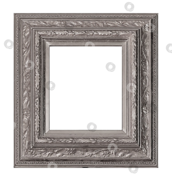Скачать Серебряная рамка для картин, зеркал или фотографий на белом фоне фотосток Ozero