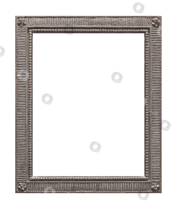 Скачать Серебряная рамка для картин, зеркал или фотографий на белом фоне фотосток Ozero