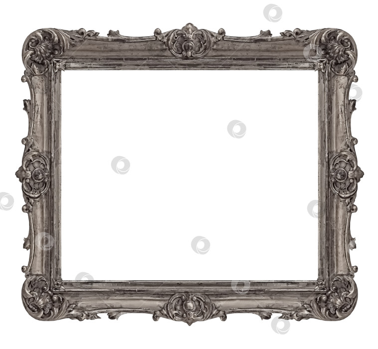 Скачать Серебряная рамка для картин, зеркал или фотографий на белом фоне фотосток Ozero