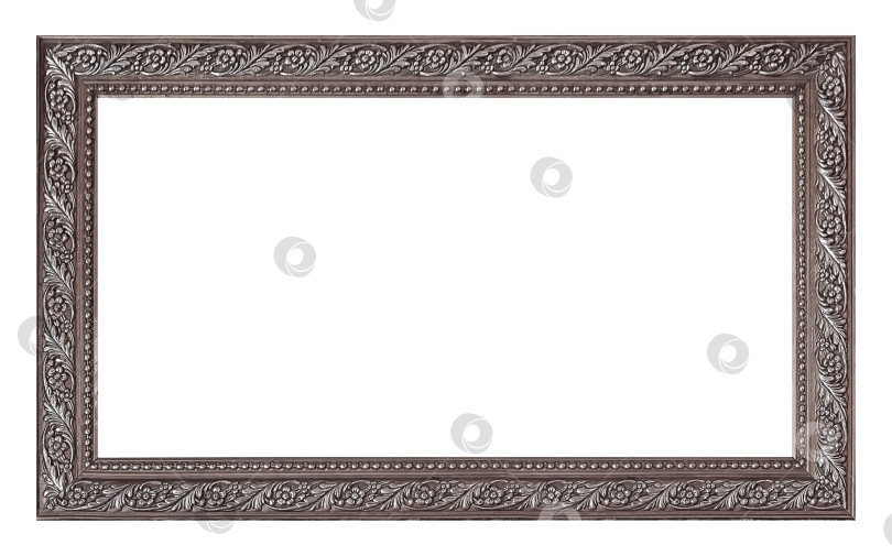 Скачать Панорамная серебряная рамка для картин, зеркал или фотографий на белом фоне фотосток Ozero