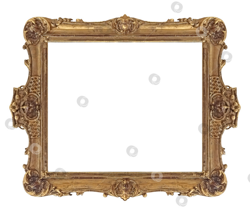 Скачать Золотая рамка для картин, зеркал или фотографий на белом фоне фотосток Ozero