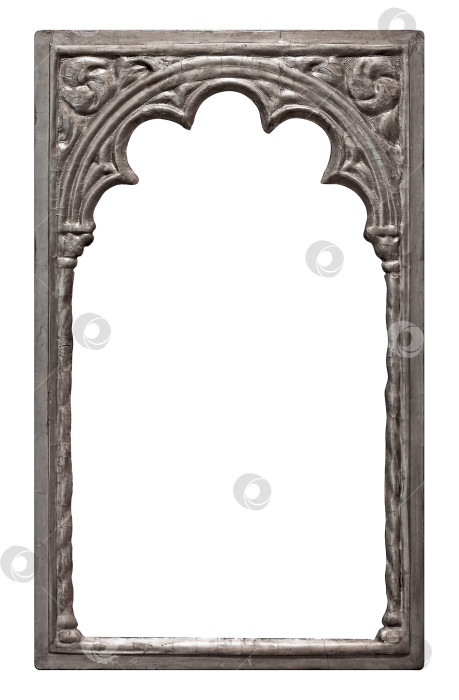 Скачать Серебряная рамка для картин, зеркал или фотографий на белом фоне. Элемент дизайна с контуром вырезки фотосток Ozero
