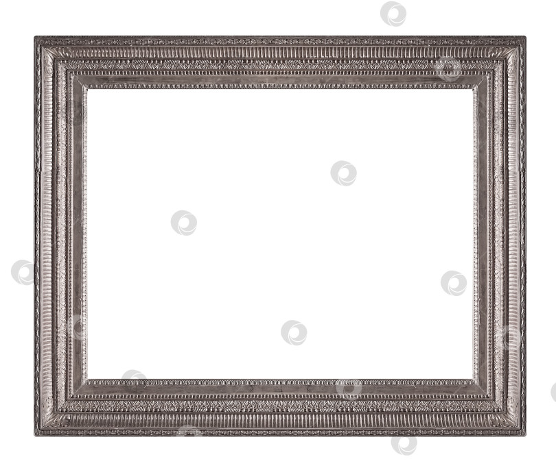 Скачать Серебряная рамка для картин, зеркал или фотографий на белом фоне фотосток Ozero