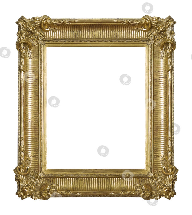 Скачать Золотая рамка для картин, зеркал или фотографий на белом фоне фотосток Ozero