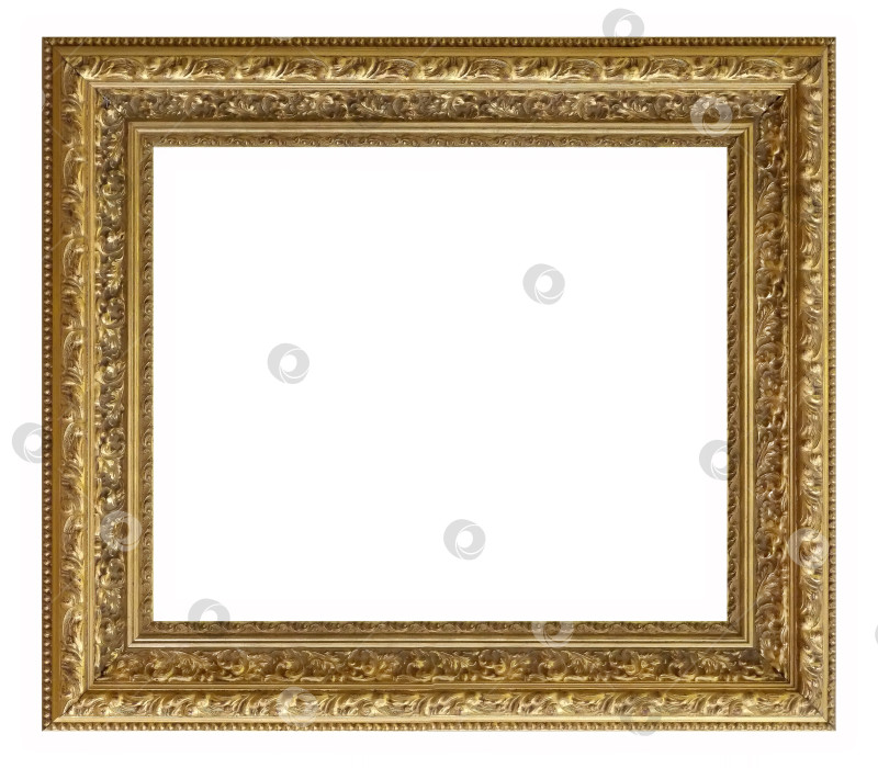 Скачать Золотая рамка для картин, зеркал или фотографий на белом фоне фотосток Ozero